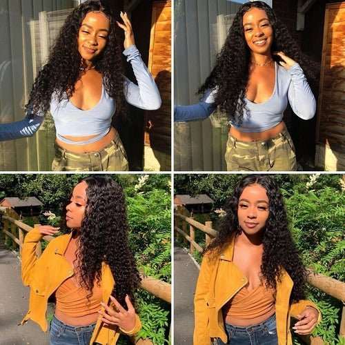 AA Hair Front Wig Womens Brazilian Human Long Curly Lace Wavy Hair - AMIR BAGS INDIA PRIVATE LIMITED