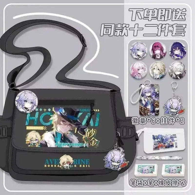 Anime Honkai: Star Rail Aventurine Sparkle Sunday Cosplay Shoulder Student Sports Crossbody Backpack Messenger Bag - AMIR BAGS INDIA PRIVATE LIMITED