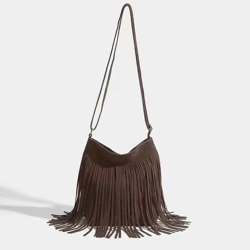 Artistic Tassel Simple And Popular Shoulder BagProduct information:Lining texture: synthetic leather Applicable scenario: leisure travel Color: Almond, brown, dark brown, black, Rose red, gray, wine red Outer bagDropshipmanAMIR BAGS INDIA PRIVATE LIMITEDnull