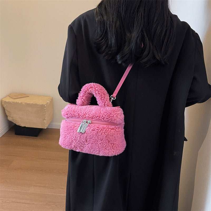 Autumn And Winter Lamb Wool Niche Popular Women's Bags Plush Portable - AMIR BAGS INDIA PRIVATE LIMITED