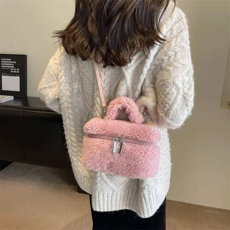 Autumn And Winter Lamb Wool Niche Popular Women's Bags Plush Portable - AMIR BAGS INDIA PRIVATE LIMITED
