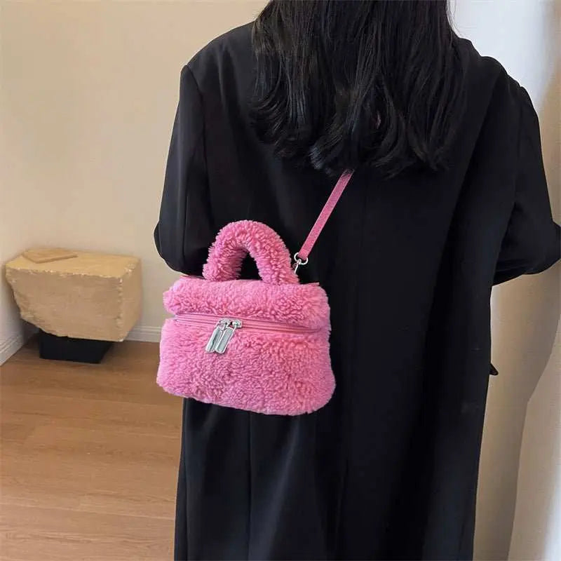 Autumn And Winter Lamb Wool Niche Popular Women's Bags Plush Portable - AMIR BAGS INDIA PRIVATE LIMITED