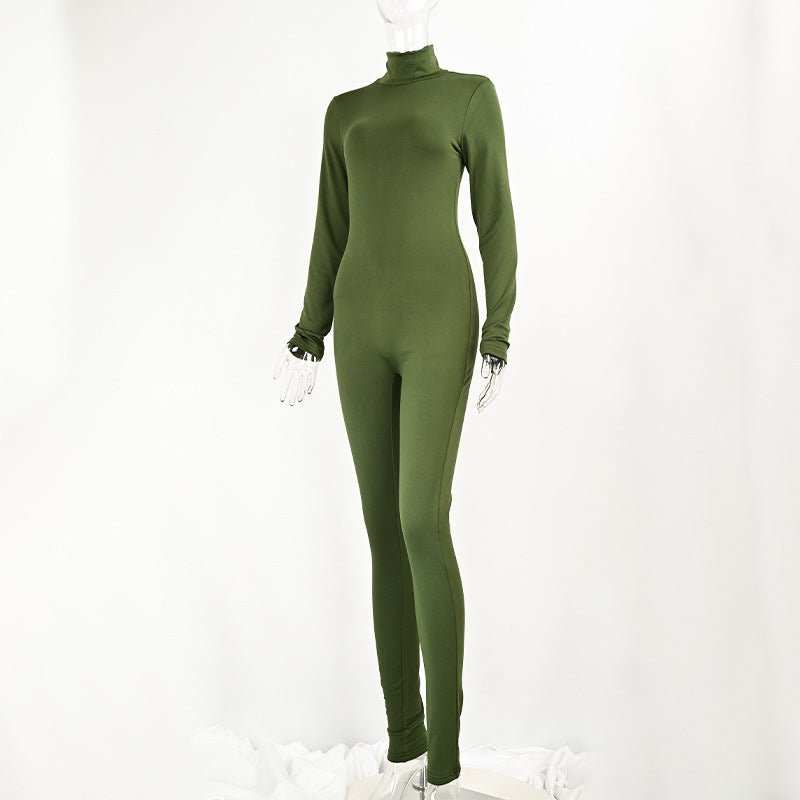 Autumn And Winter Solid Color Tight Long Sleeve Fleece - lined Yoga Jumpsuit - AMIR BAGS INDIA PRIVATE LIMITED
