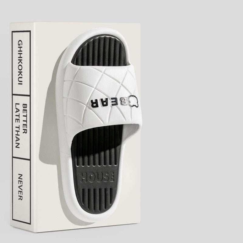 Bear House Shoes New Anti - slip Striped Lozenge Texture Design Slippers For Women Summer Indoor Floor Bathroom Shoes - AMIR BAGS INDIA PRIVATE LIMITED