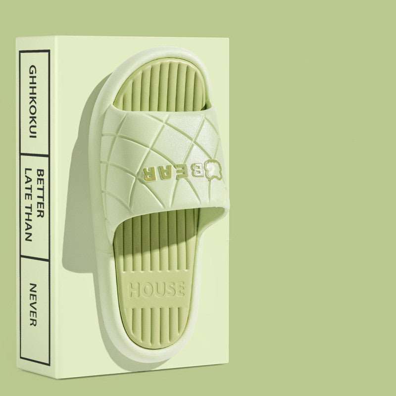 Bear House Shoes New Anti - slip Striped Lozenge Texture Design Slippers For Women Summer Indoor Floor Bathroom Shoes - AMIR BAGS INDIA PRIVATE LIMITED