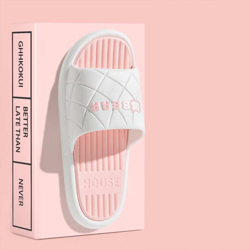 Bear House Shoes New Anti - slip Striped Lozenge Texture Design Slippers For Women Summer Indoor Floor Bathroom Shoes - AMIR BAGS INDIA PRIVATE LIMITED