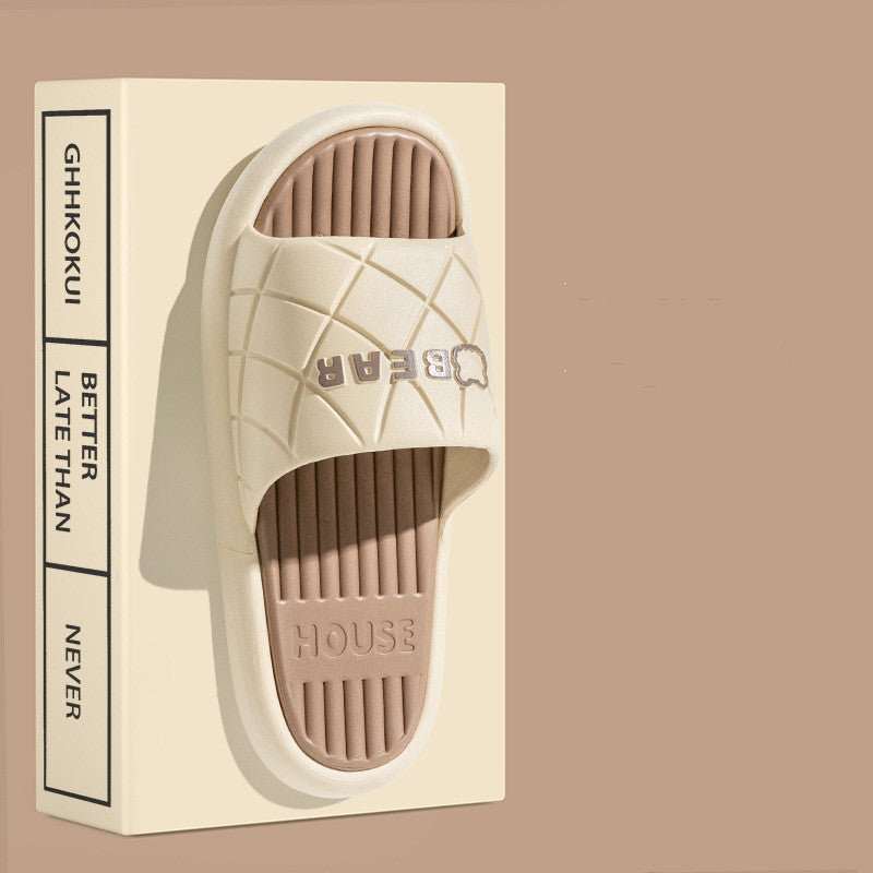 Bear House Shoes New Anti - slip Striped Lozenge Texture Design Slippers For Women Summer Indoor Floor Bathroom Shoes - AMIR BAGS INDIA PRIVATE LIMITED