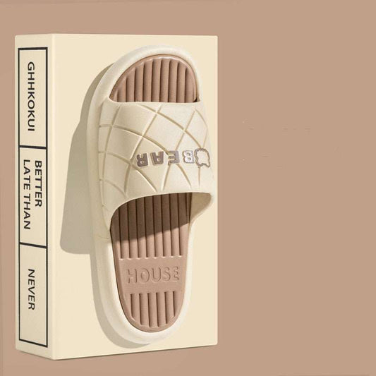 Bear House Shoes New Anti - slip Striped Lozenge Texture Design Slippers For Women Summer Indoor Floor Bathroom Shoes - AMIR BAGS INDIA PRIVATE LIMITED