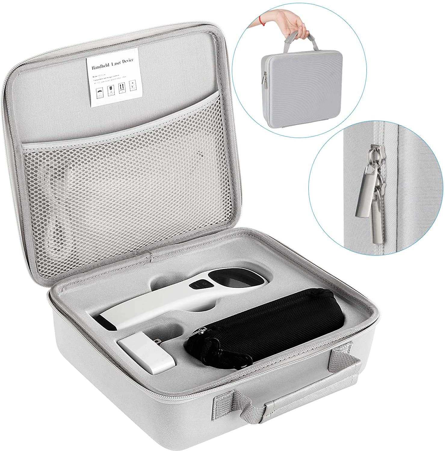 Portable hand-held red light therapy device kit with carrying case and accessories for muscle and joint pain relief