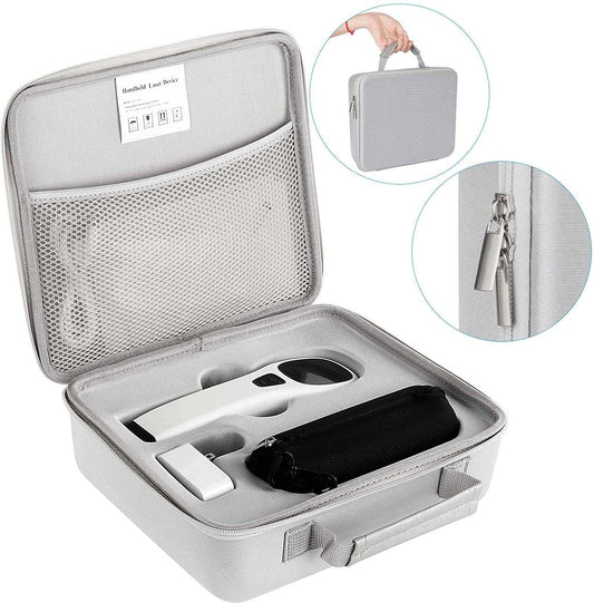 Portable hand-held red light therapy device kit with carrying case and accessories for muscle and joint pain relief
