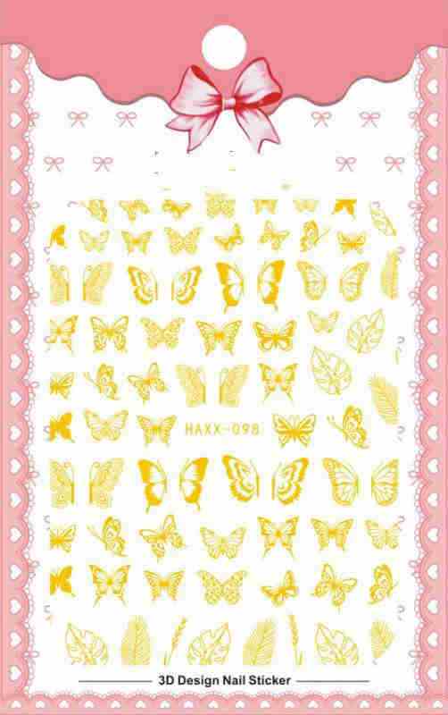 Black Butterfly Nails Stickers Decals White Flower Adhesive Manicure - AMIR BAGS INDIA PRIVATE LIMITED
