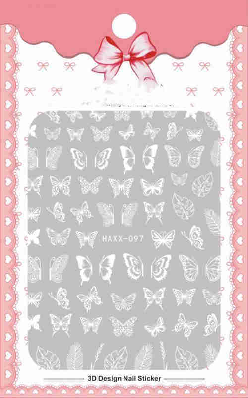 Black Butterfly Nails Stickers Decals White Flower Adhesive Manicure - AMIR BAGS INDIA PRIVATE LIMITED