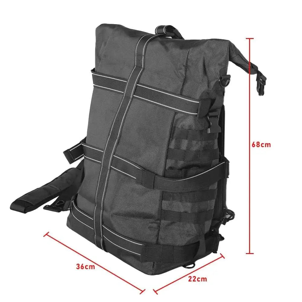 Black Expandable Motorcycle Tail Bag Travel Luggage Sissy Bar Bag Motorcycle Gear Backpack with Sissy Bar Straps - AMIR BAGS INDIA PRIVATE LIMITED