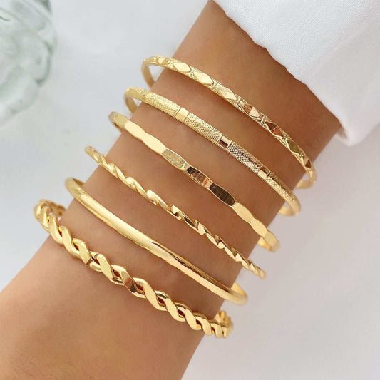 Bohemian Metal Chain Bracelet Set For Women Geometric Gold Color Thick Link Chain Bangle Female Fashion Jewelry - AMIR BAGS INDIA PRIVATE LIMITED