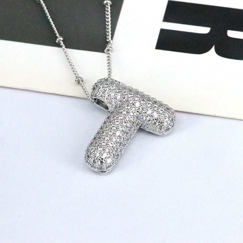 Brass Zircon Bubble Balloon Letter Pendant Necklace For Women - AMIR BAGS INDIA PRIVATE LIMITED