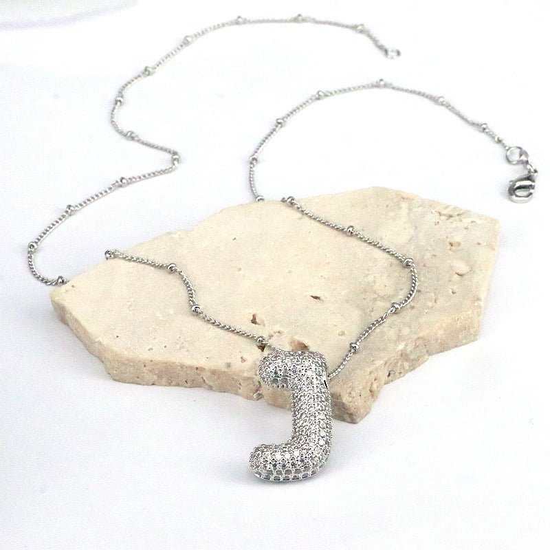 Brass Zircon Bubble Balloon Letter Pendant Necklace For Women - AMIR BAGS INDIA PRIVATE LIMITED