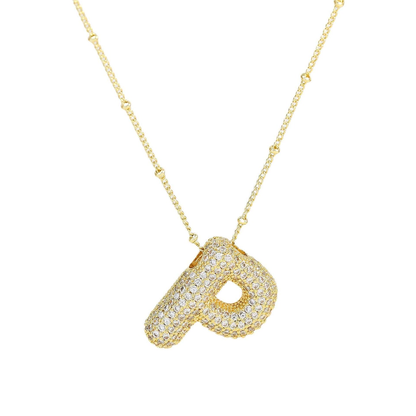 Brass Zircon Bubble Balloon Letter Pendant Necklace For Women - AMIR BAGS INDIA PRIVATE LIMITED