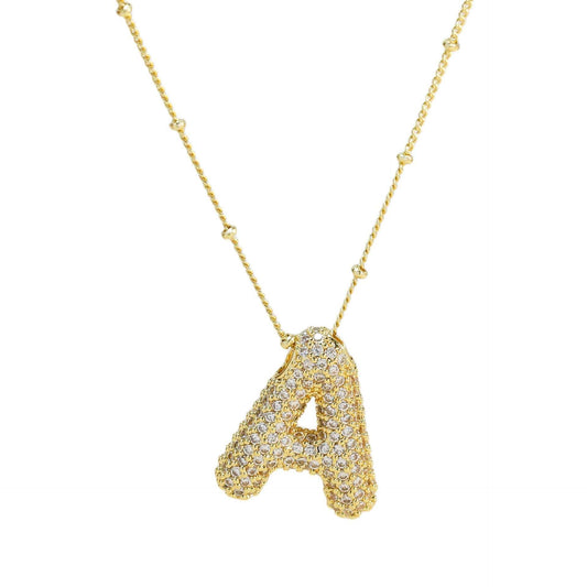 Brass Zircon Bubble Balloon Letter Pendant Necklace For Women - AMIR BAGS INDIA PRIVATE LIMITED