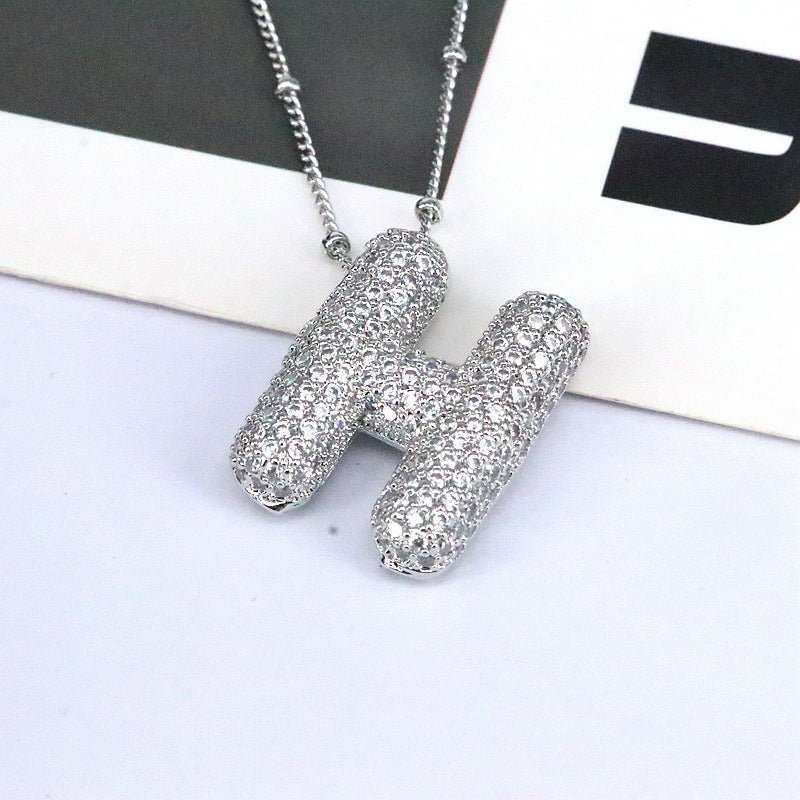 Brass Zircon Bubble Balloon Letter Pendant Necklace For Women - AMIR BAGS INDIA PRIVATE LIMITED