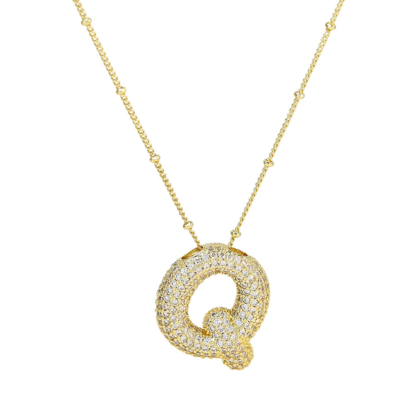 Brass Zircon Bubble Balloon Letter Pendant Necklace For Women - AMIR BAGS INDIA PRIVATE LIMITED