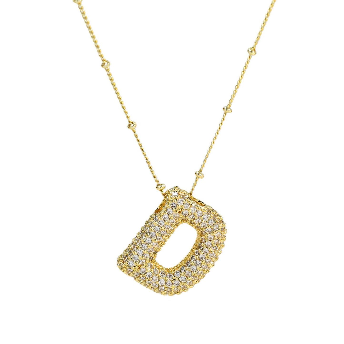 Brass Zircon Bubble Balloon Letter Pendant Necklace For Women - AMIR BAGS INDIA PRIVATE LIMITED