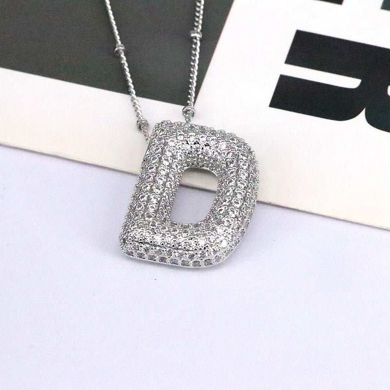 Brass Zircon Bubble Balloon Letter Pendant Necklace For Women - AMIR BAGS INDIA PRIVATE LIMITED