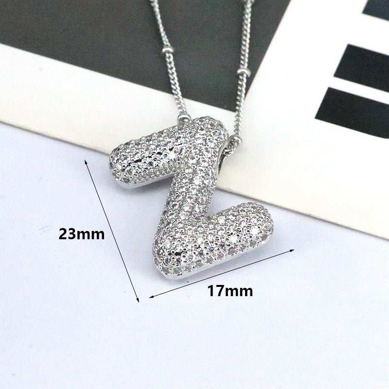 Brass Zircon Bubble Balloon Letter Pendant Necklace For Women - AMIR BAGS INDIA PRIVATE LIMITED