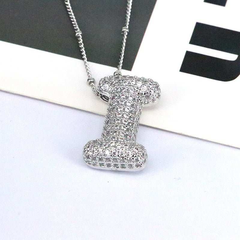 Brass Zircon Bubble Balloon Letter Pendant Necklace For Women - AMIR BAGS INDIA PRIVATE LIMITED