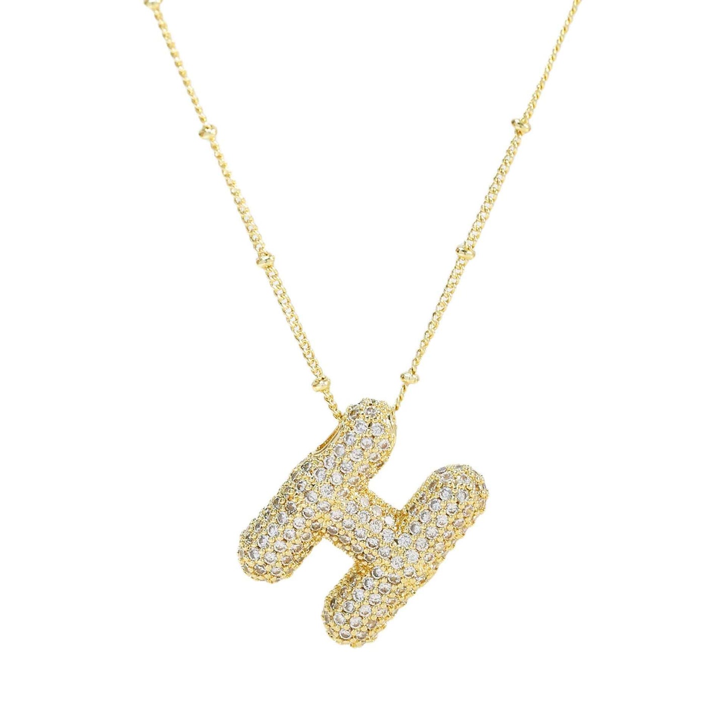 Brass Zircon Bubble Balloon Letter Pendant Necklace For Women - AMIR BAGS INDIA PRIVATE LIMITED