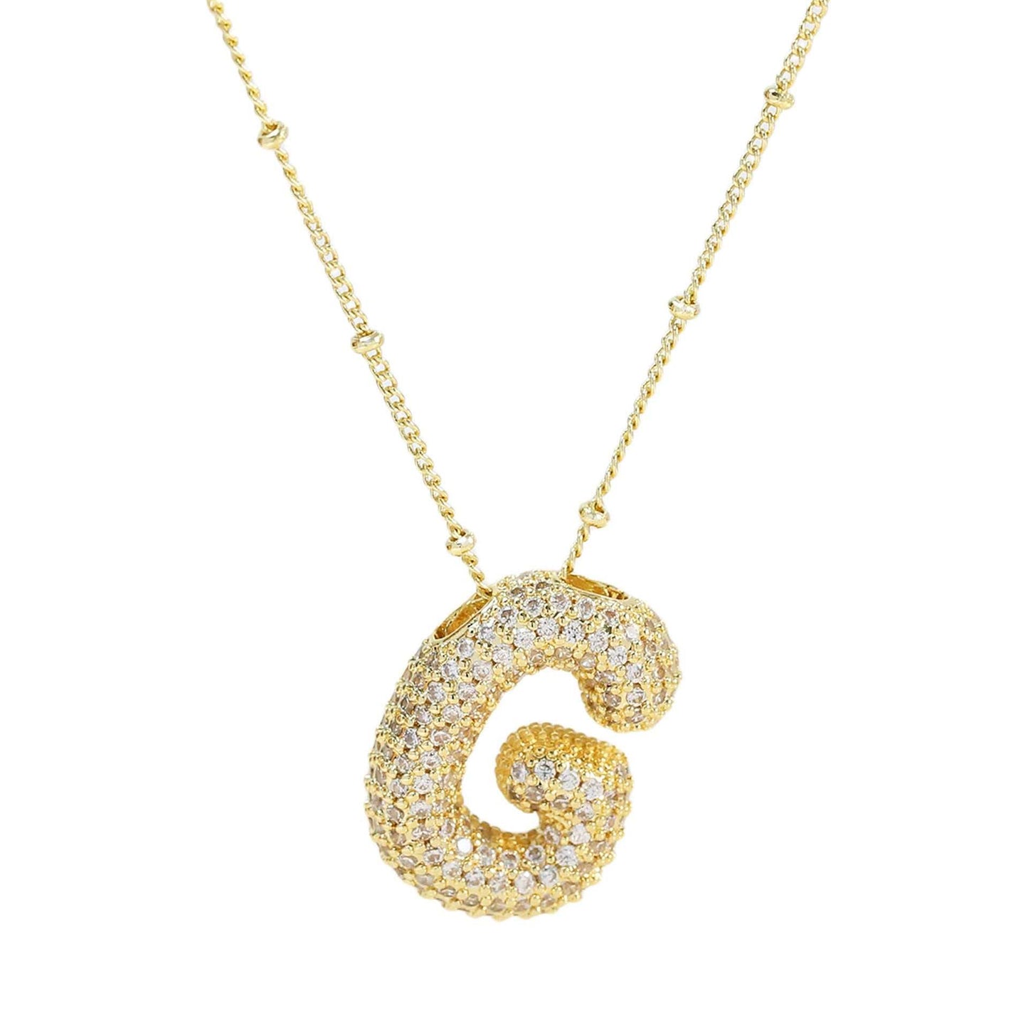 Brass Zircon Bubble Balloon Letter Pendant Necklace For Women - AMIR BAGS INDIA PRIVATE LIMITED