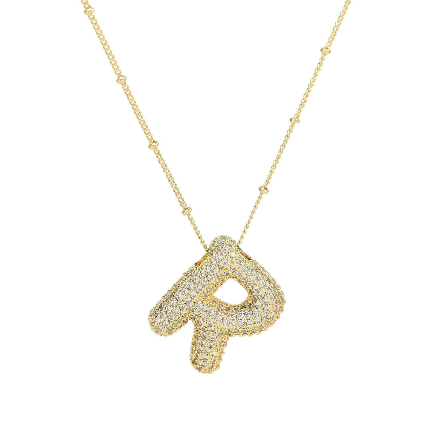 Brass Zircon Bubble Balloon Letter Pendant Necklace For Women - AMIR BAGS INDIA PRIVATE LIMITED
