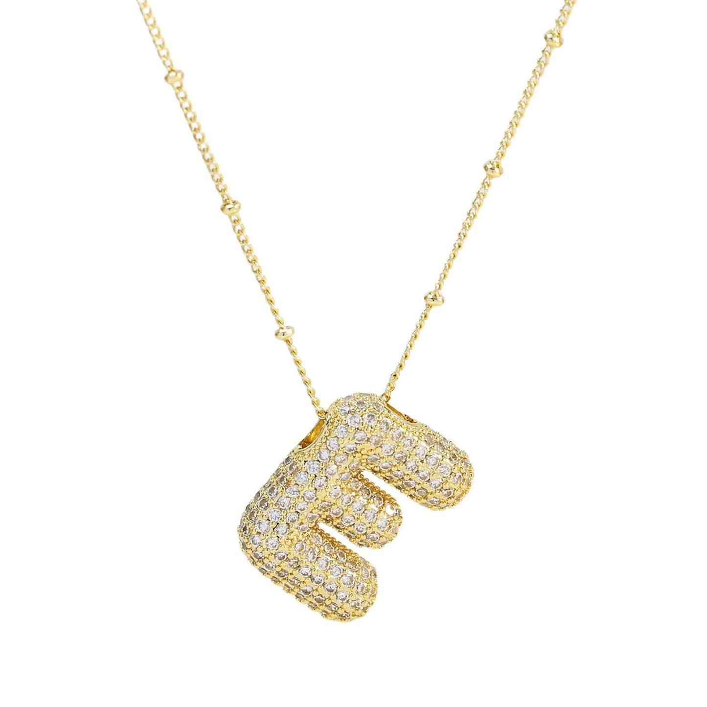 Brass Zircon Bubble Balloon Letter Pendant Necklace For Women - AMIR BAGS INDIA PRIVATE LIMITED