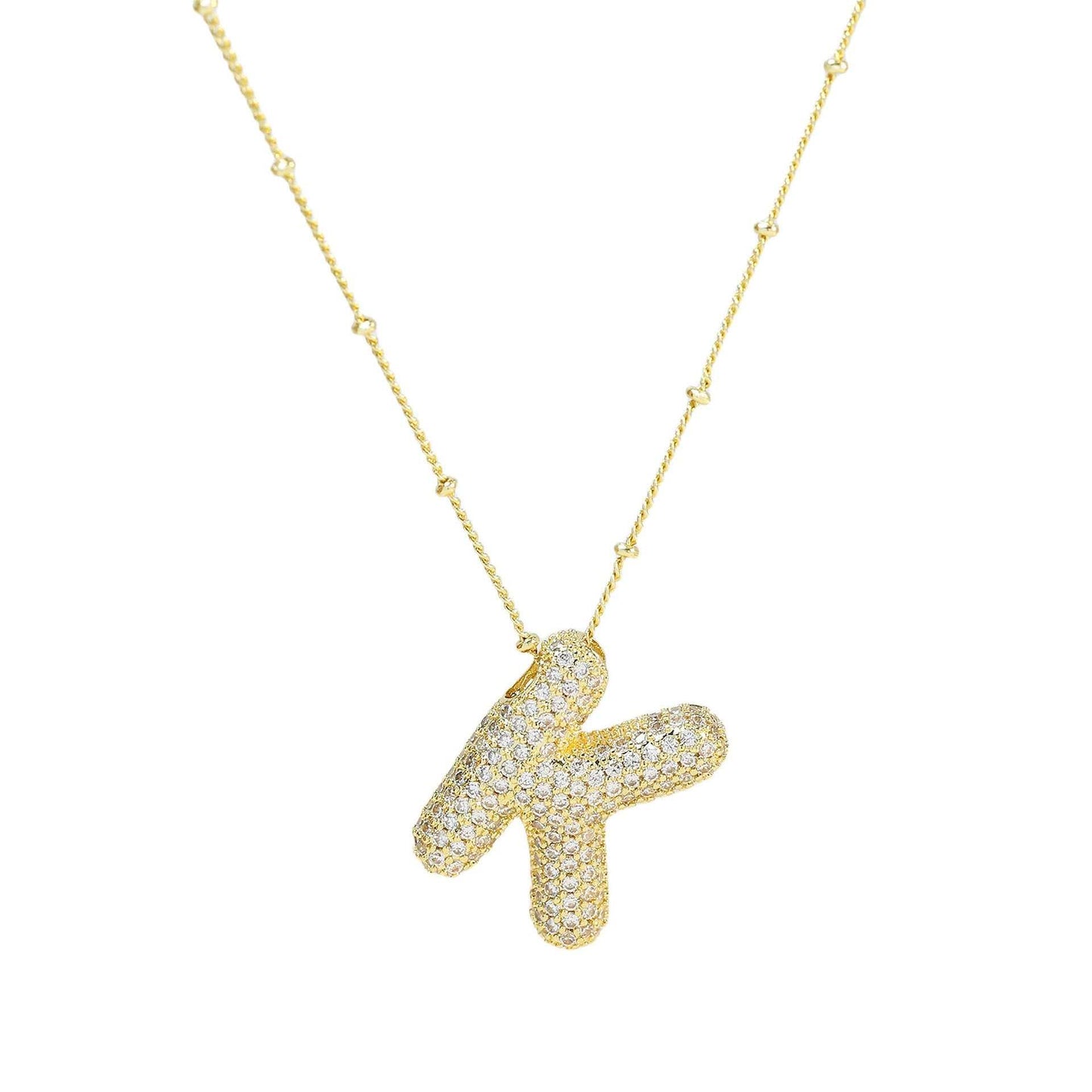 Brass Zircon Bubble Balloon Letter Pendant Necklace For Women - AMIR BAGS INDIA PRIVATE LIMITED