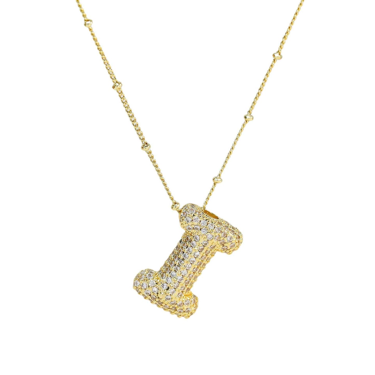 Brass Zircon Bubble Balloon Letter Pendant Necklace For Women - AMIR BAGS INDIA PRIVATE LIMITED