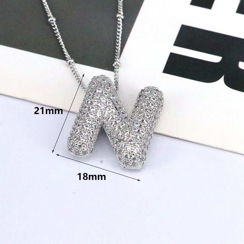 Brass Zircon Bubble Balloon Letter Pendant Necklace For Women - AMIR BAGS INDIA PRIVATE LIMITED