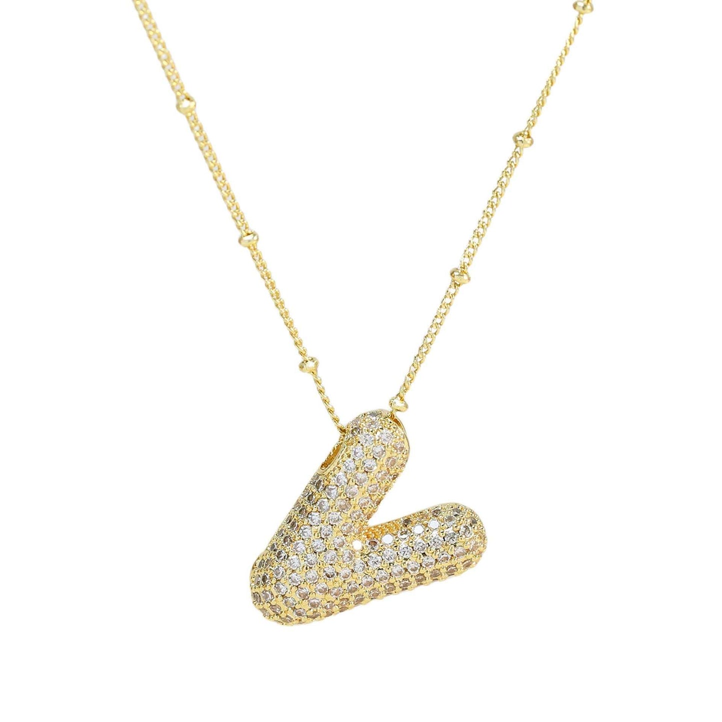 Brass Zircon Bubble Balloon Letter Pendant Necklace For Women - AMIR BAGS INDIA PRIVATE LIMITED