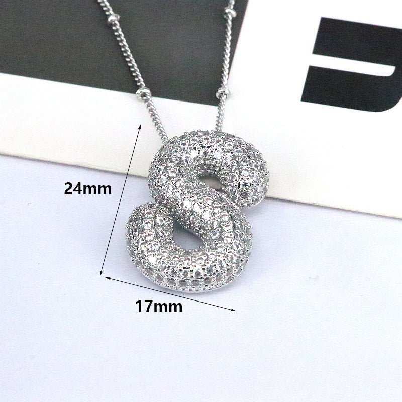 Brass Zircon Bubble Balloon Letter Pendant Necklace For Women - AMIR BAGS INDIA PRIVATE LIMITED