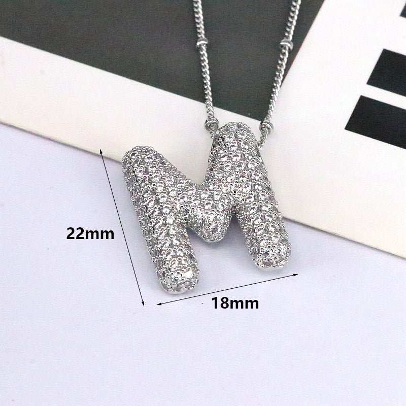 Brass Zircon Bubble Balloon Letter Pendant Necklace For Women - AMIR BAGS INDIA PRIVATE LIMITED