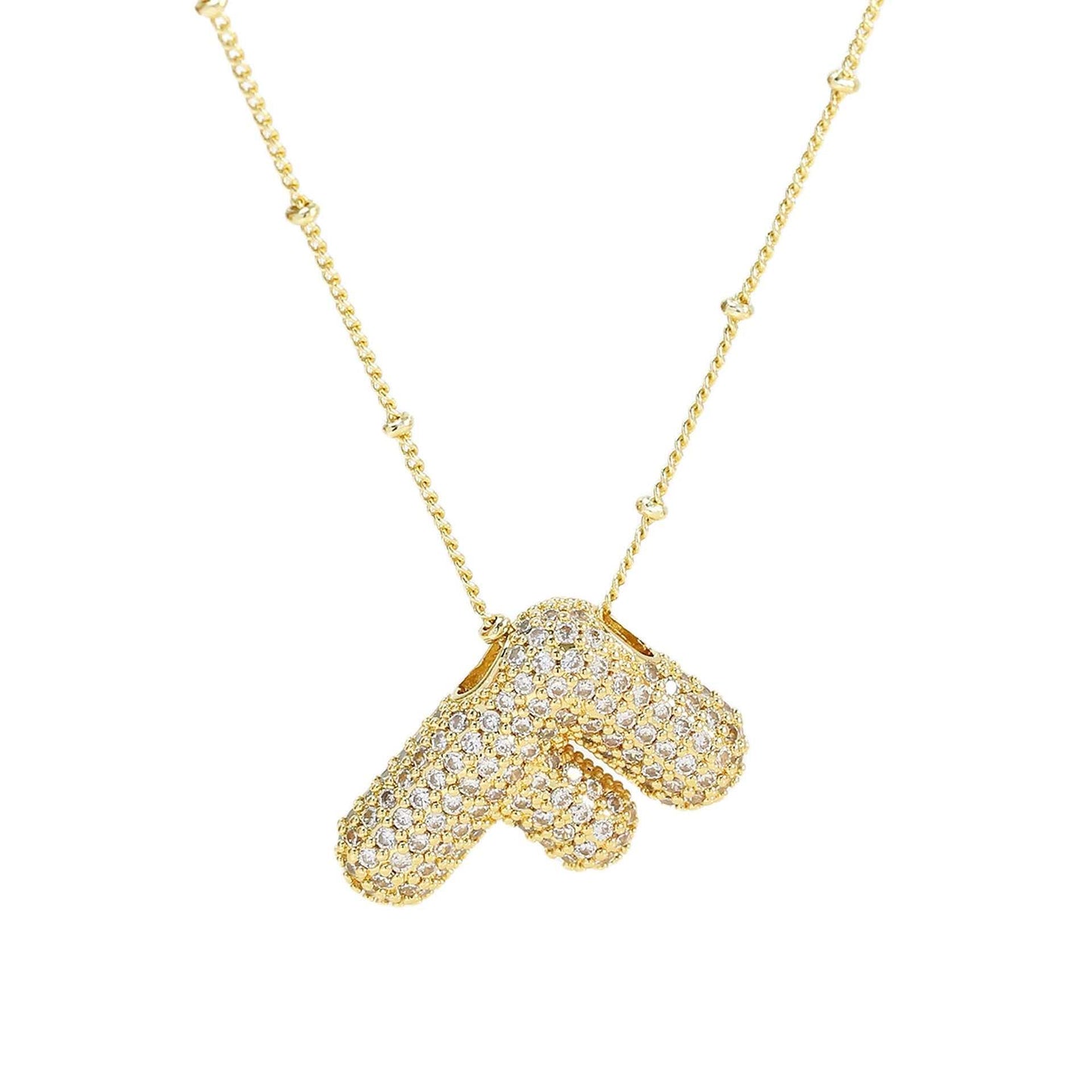 Brass Zircon Bubble Balloon Letter Pendant Necklace For Women - AMIR BAGS INDIA PRIVATE LIMITED
