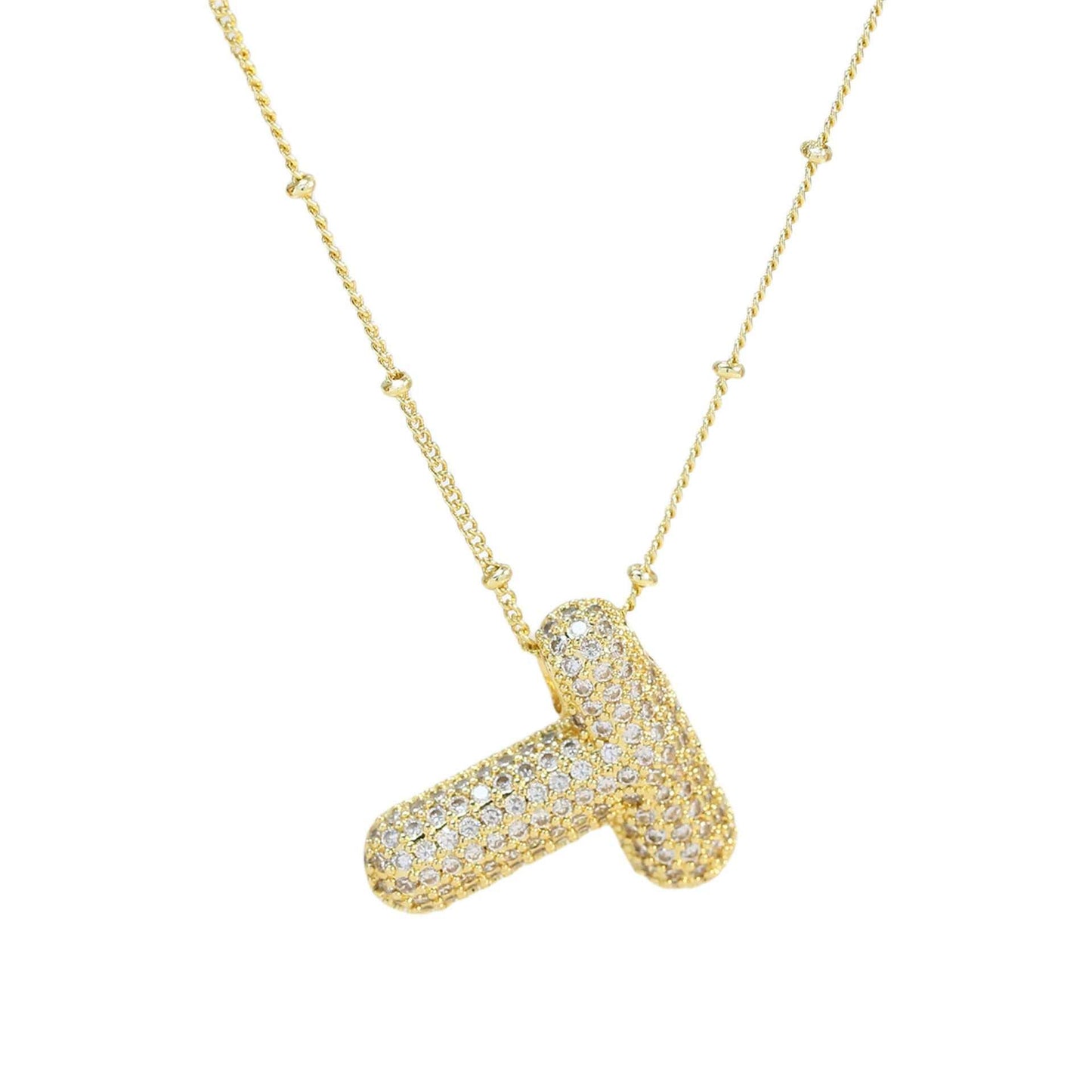 Brass Zircon Bubble Balloon Letter Pendant Necklace For Women - AMIR BAGS INDIA PRIVATE LIMITED
