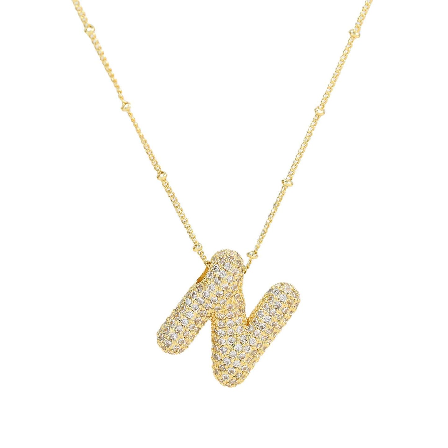 Brass Zircon Bubble Balloon Letter Pendant Necklace For Women - AMIR BAGS INDIA PRIVATE LIMITED