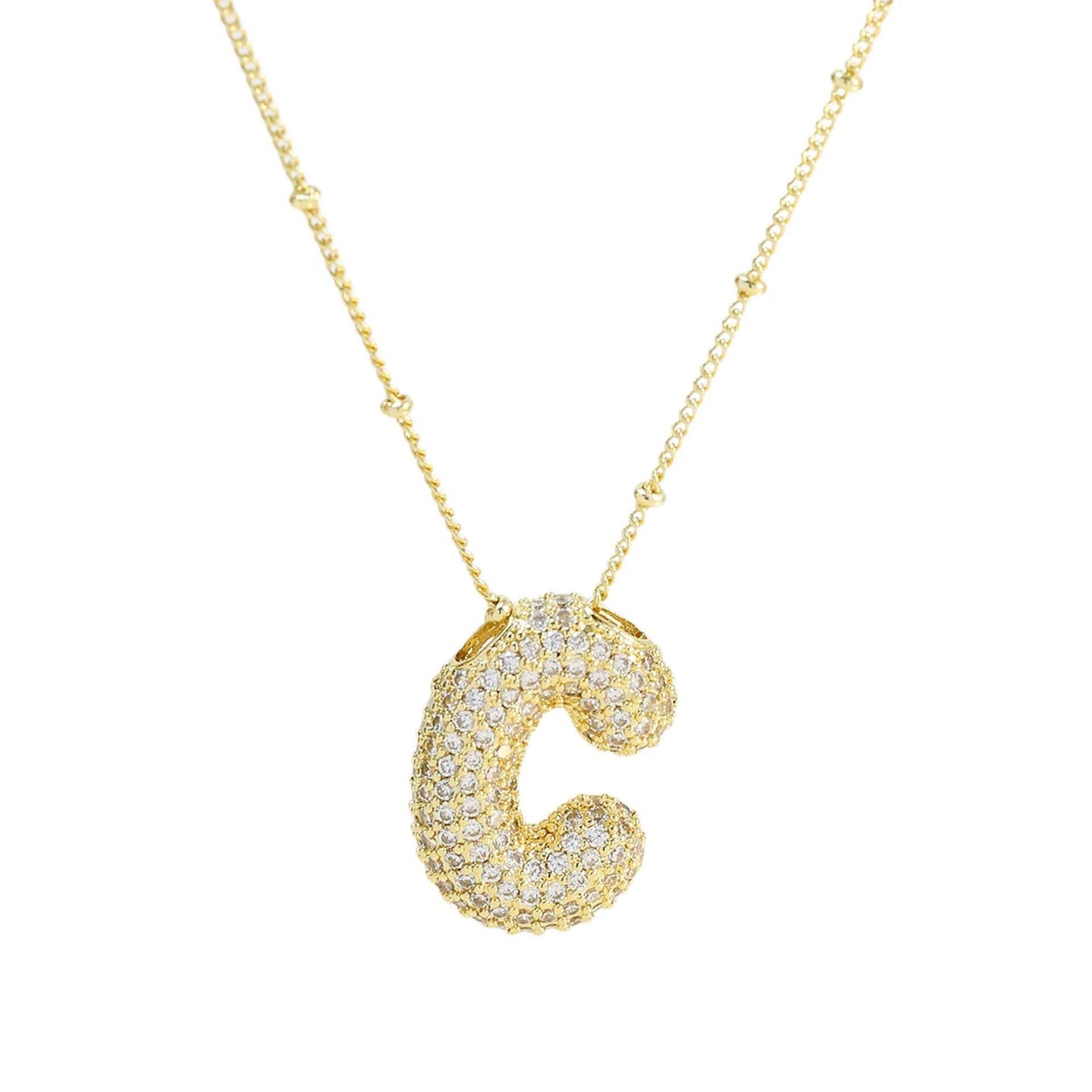 Brass Zircon Bubble Balloon Letter Pendant Necklace For Women - AMIR BAGS INDIA PRIVATE LIMITED