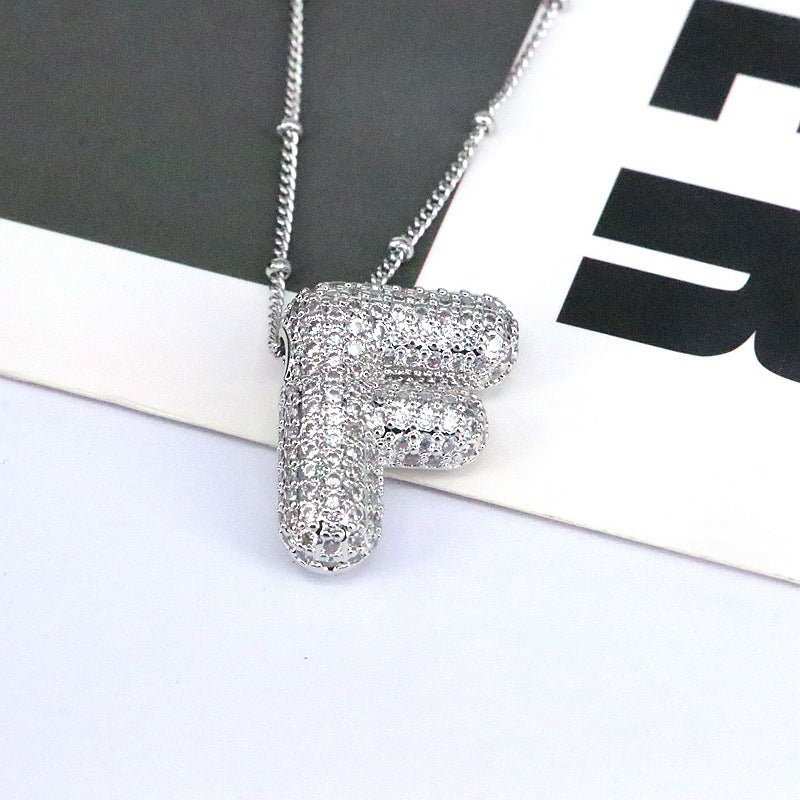Brass Zircon Bubble Balloon Letter Pendant Necklace For Women - AMIR BAGS INDIA PRIVATE LIMITED