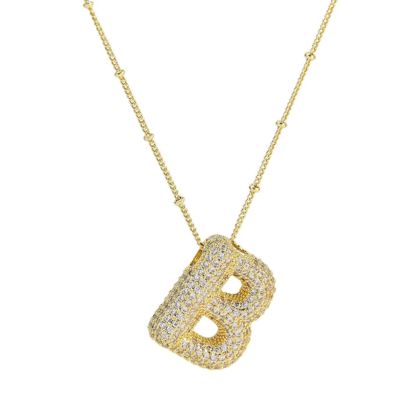 Brass Zircon Bubble Balloon Letter Pendant Necklace For Women - AMIR BAGS INDIA PRIVATE LIMITED