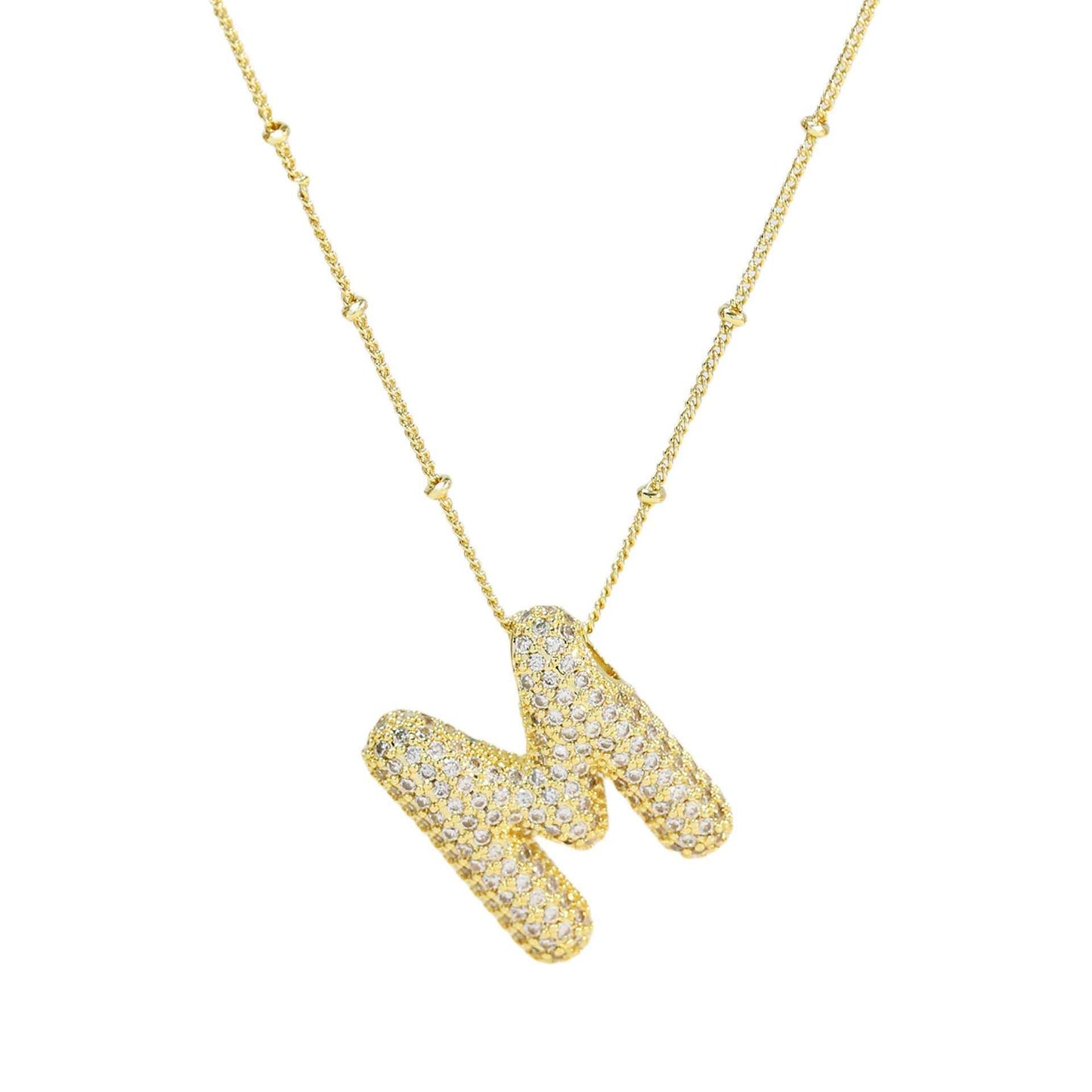 Brass Zircon Bubble Balloon Letter Pendant Necklace For Women - AMIR BAGS INDIA PRIVATE LIMITED