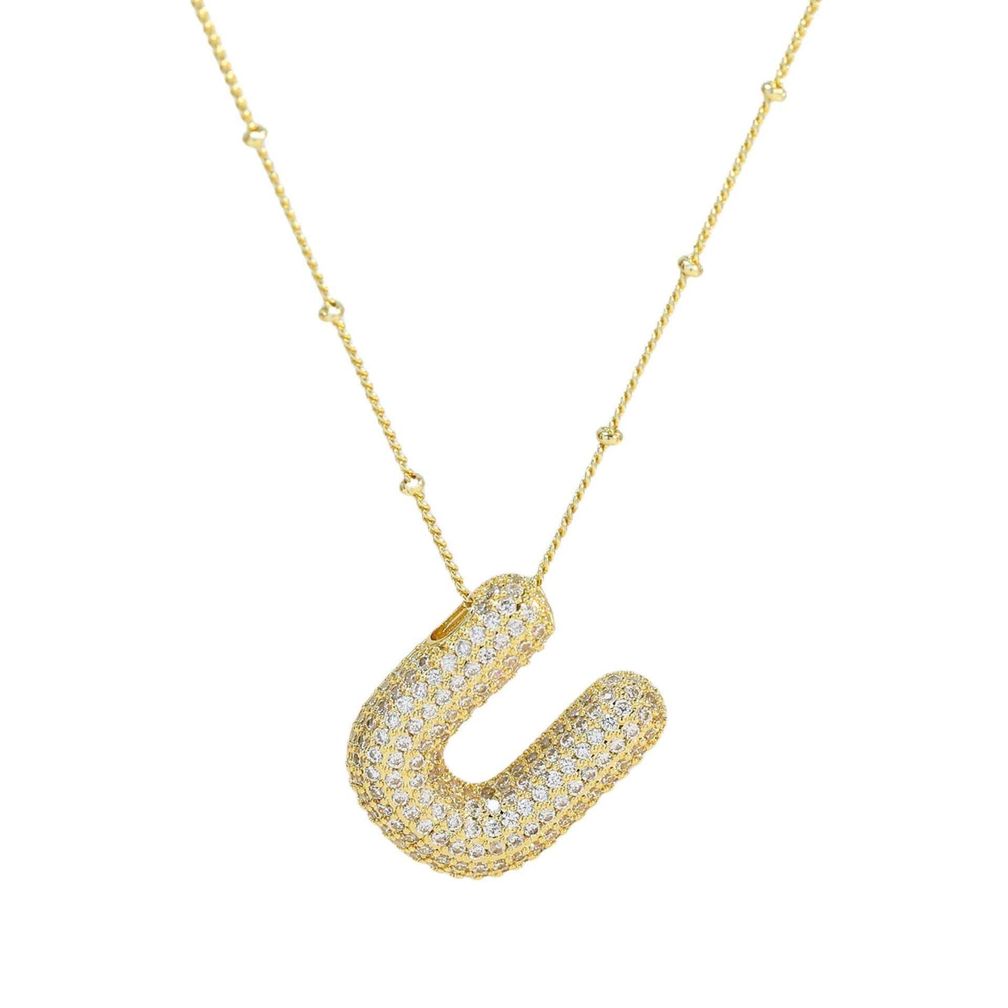 Brass Zircon Bubble Balloon Letter Pendant Necklace For Women - AMIR BAGS INDIA PRIVATE LIMITED