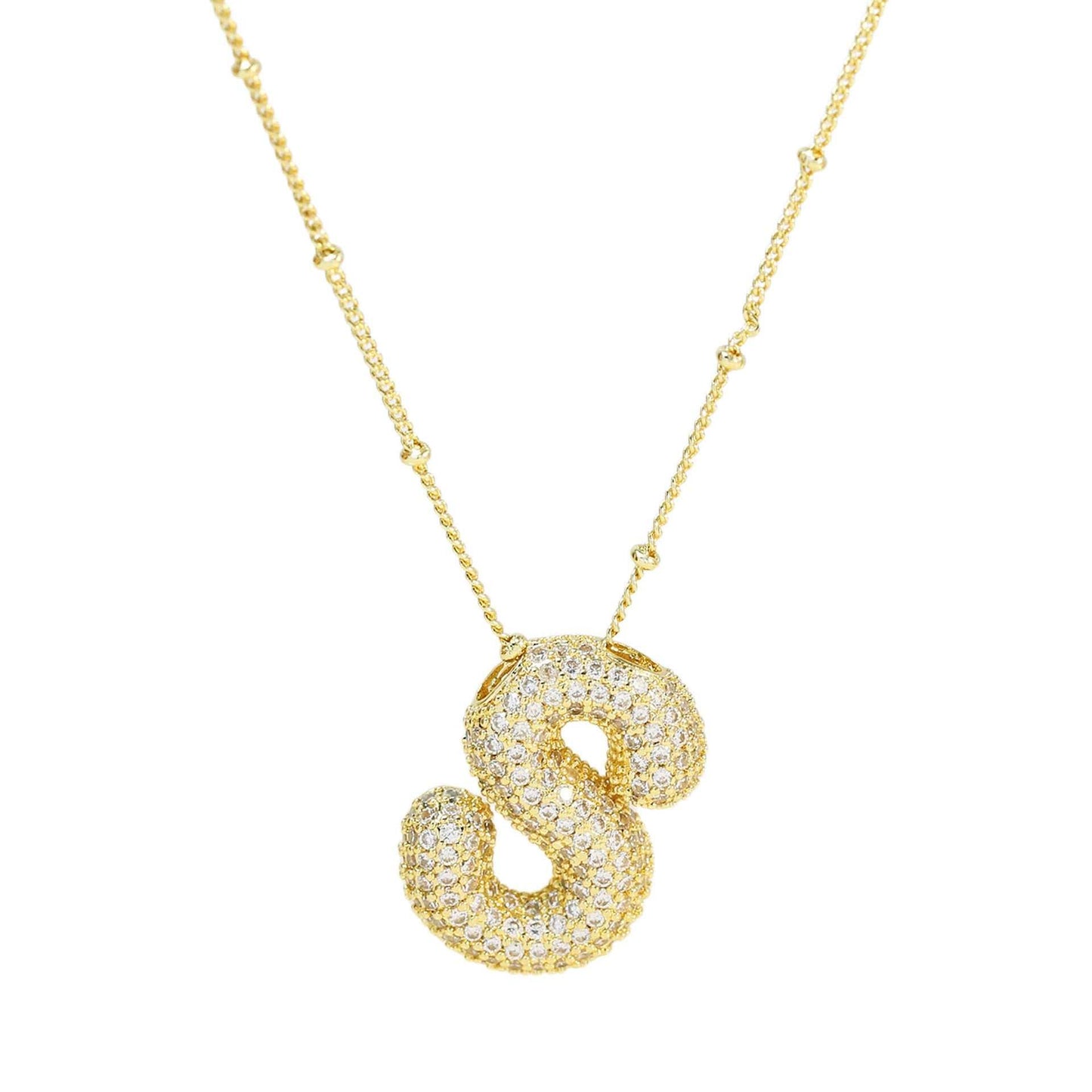 Brass Zircon Bubble Balloon Letter Pendant Necklace For Women - AMIR BAGS INDIA PRIVATE LIMITED