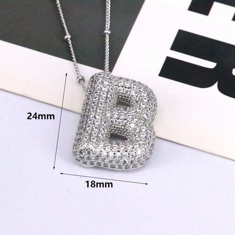 Brass Zircon Bubble Balloon Letter Pendant Necklace For Women - AMIR BAGS INDIA PRIVATE LIMITED