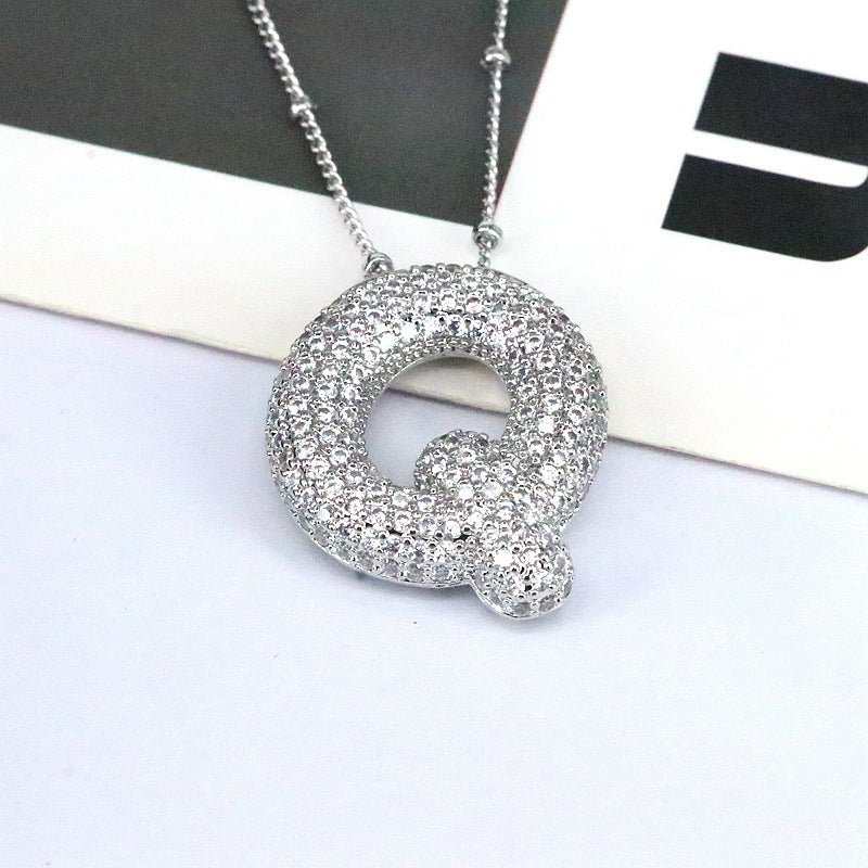 Brass Zircon Bubble Balloon Letter Pendant Necklace For Women - AMIR BAGS INDIA PRIVATE LIMITED