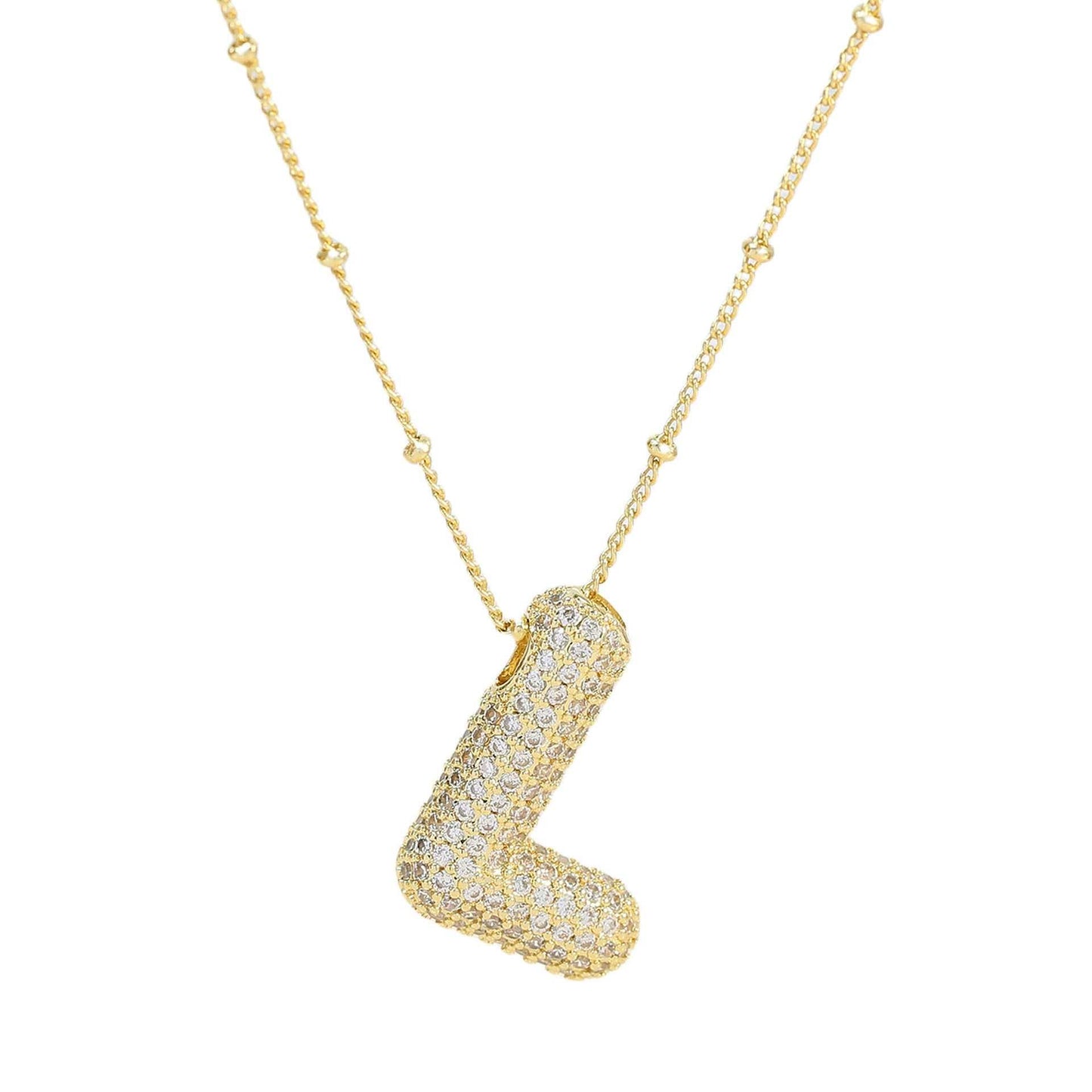 Brass Zircon Bubble Balloon Letter Pendant Necklace For Women - AMIR BAGS INDIA PRIVATE LIMITED